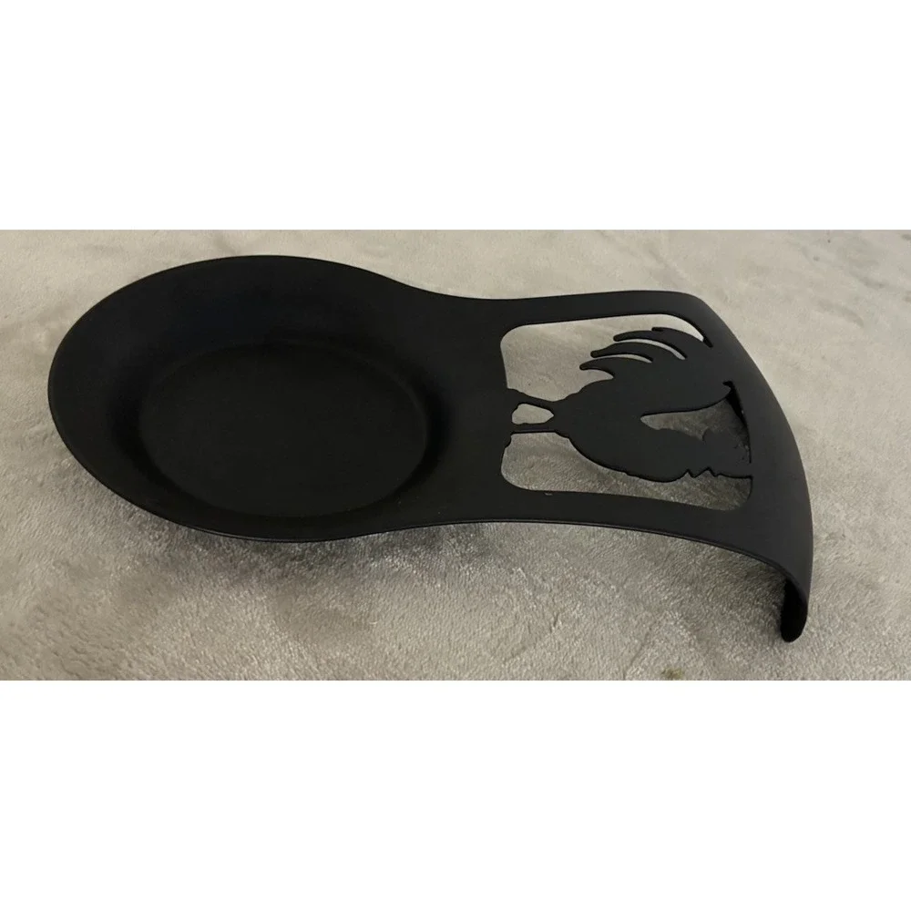 Spoon‎ Rest Rooster Black Metal 9.5x5.5
